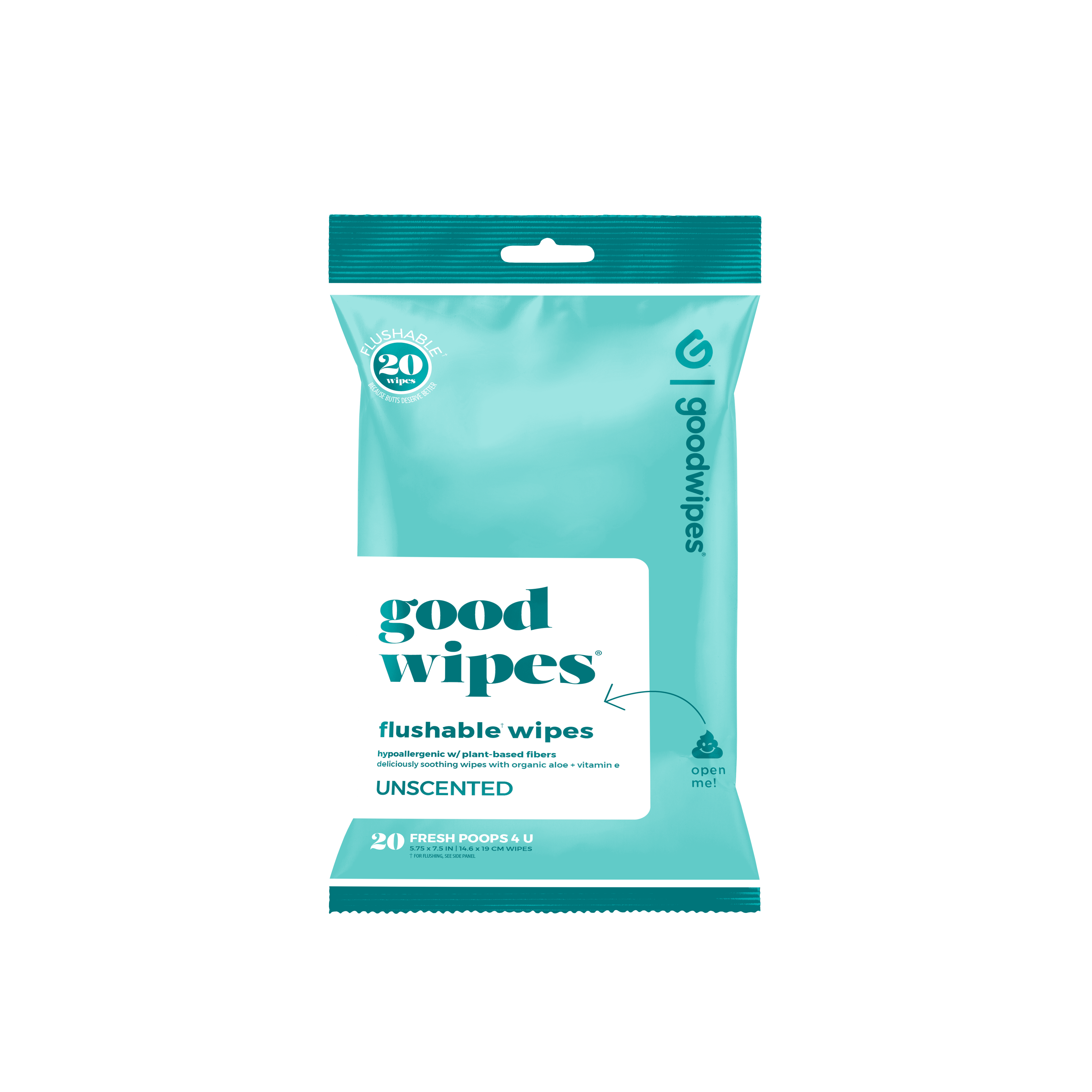 Product image of flushable wipes flowpack 20ct